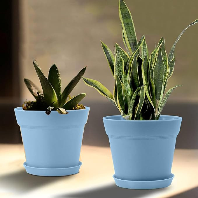 PLASTIC POT SKY BLUE  9 INCH (PACK OF 2 PC)