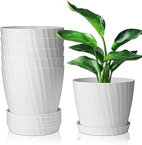 PLASTIC POT WHITE ROUND 7 INCH (PACK OF 5 PC)